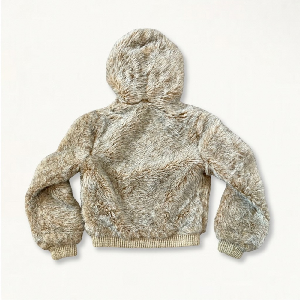 Vintage Cropped Faux Fur Hooded Zip-Up Jacket - Picture 16 of 16